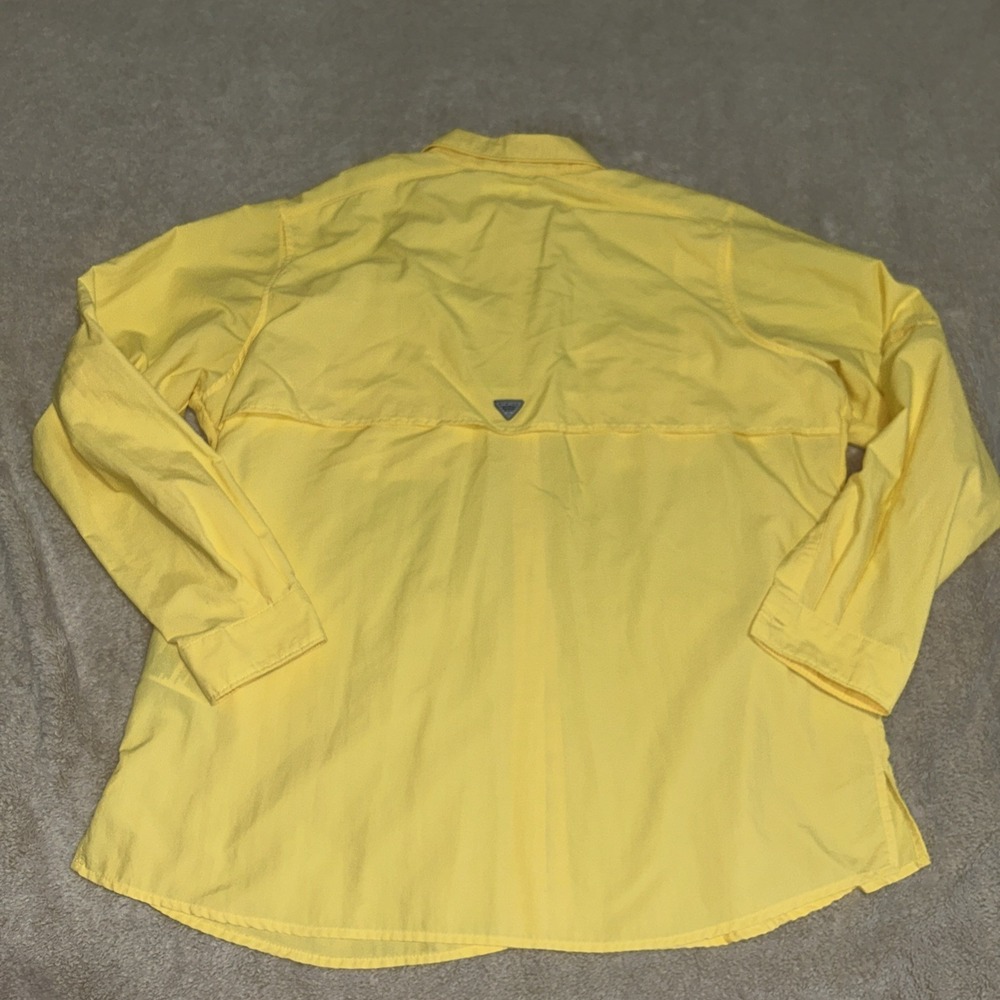 Columbia Shirt Mens XL PFG Vented Fishing UPF 30 Button Up Yellow - Picture 9 of 14